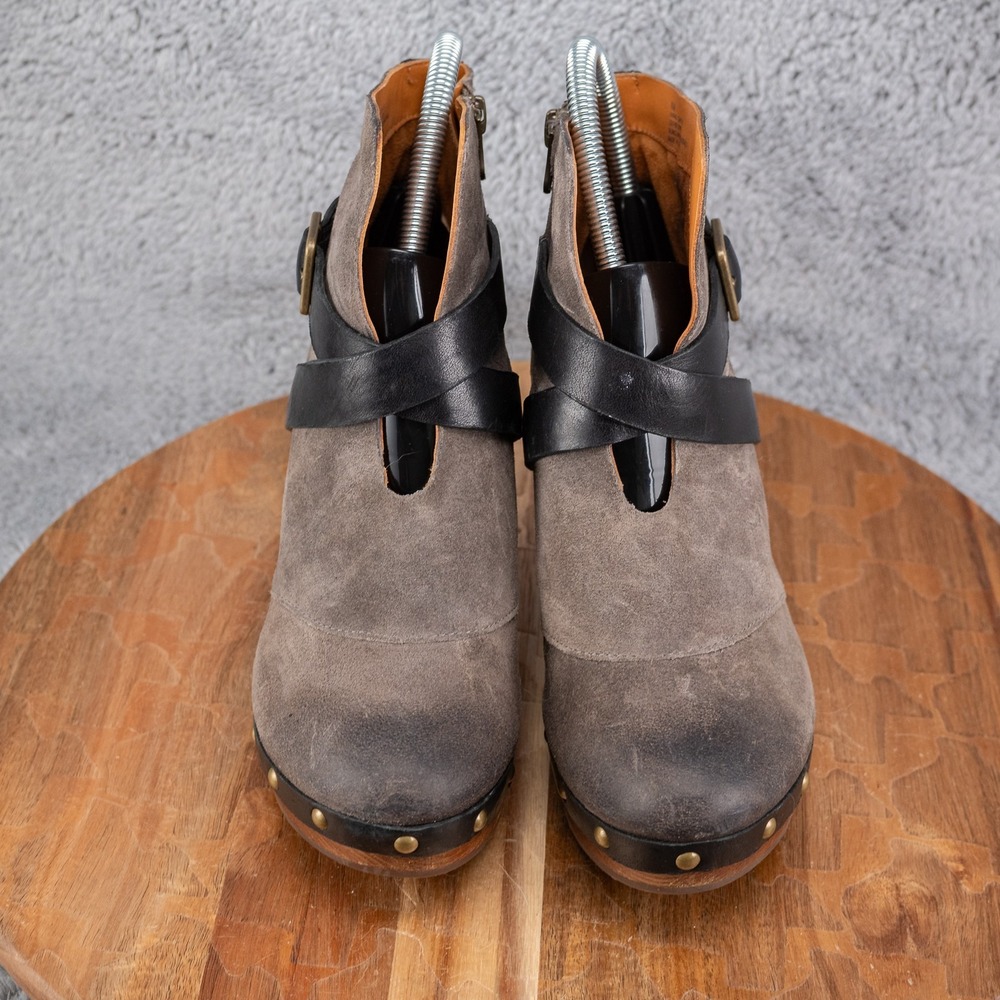 KORK-EASE RAZZOLI Ankle Boots Womens 6.5 Brown Studded distressed Clogs Chunky - Picture 2 of 6